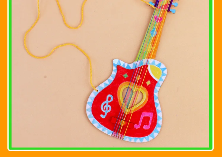 DIY Детская мини-гитара игрушки ручной работы для детей Gitaar живопись ребенок укулеле детский сад ремесла обучающие средства раннего образования игрушка