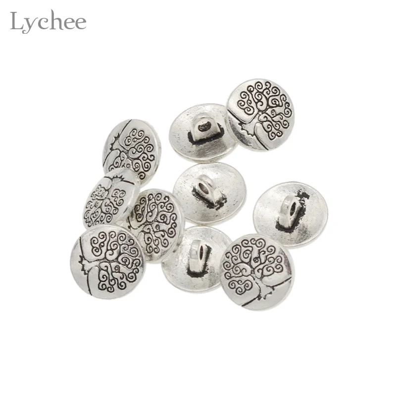 Lychee Life 10 шт. серебристые металлические пуговицы для вырезанных деревьев круглые