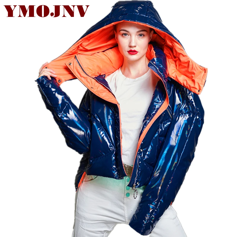 YMOJNV 2019 зимнее плотное пуховое пальто оригинальный дизайн блестящая куртка