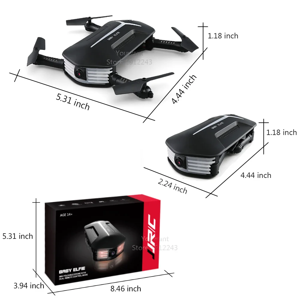 JJRC H37 мини складной Дрон с 720P HD WI-FI Камера селфи карманные беспилотники