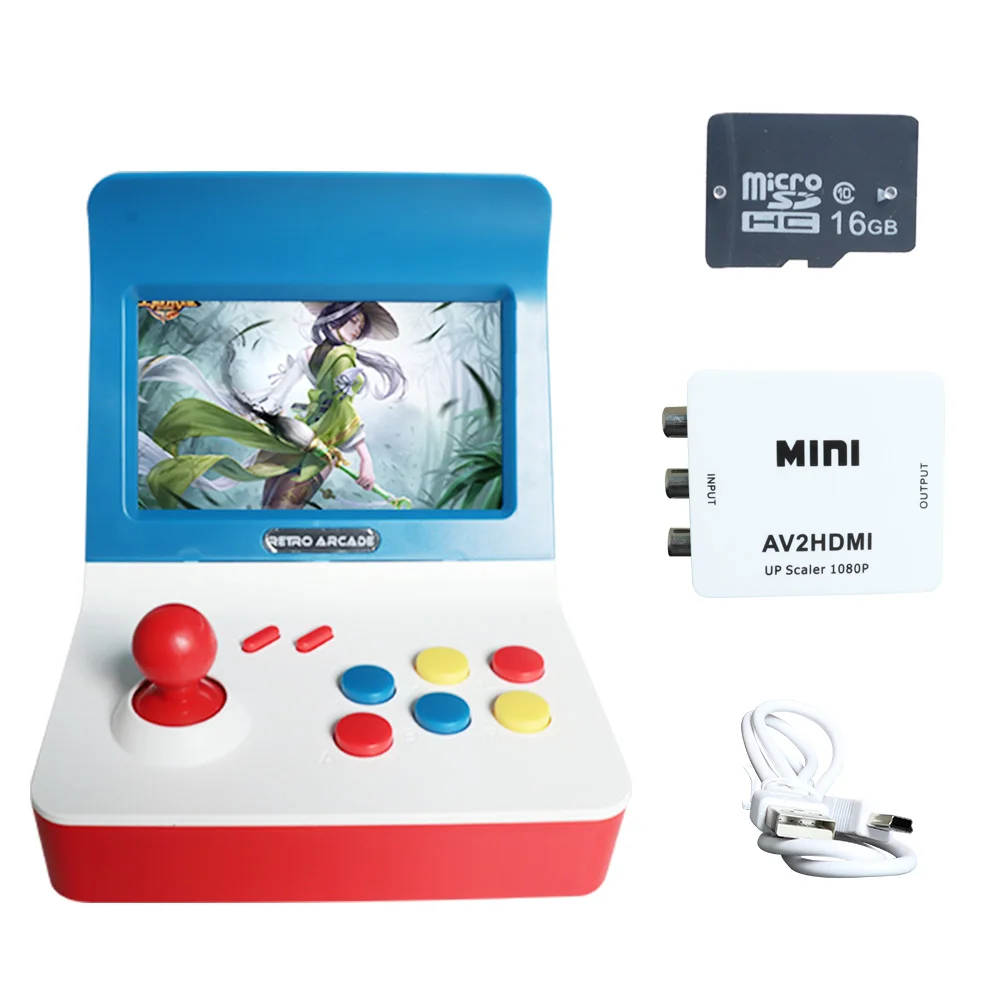 Blue HD 8G Card Портативная ретро мини портативная игровая консоль 4,3 дюймов 64 бит 3000 видеоигры Классическая семейная игровая консоль подарок ретро аркадная - Цвет: Blue HD 8G Card