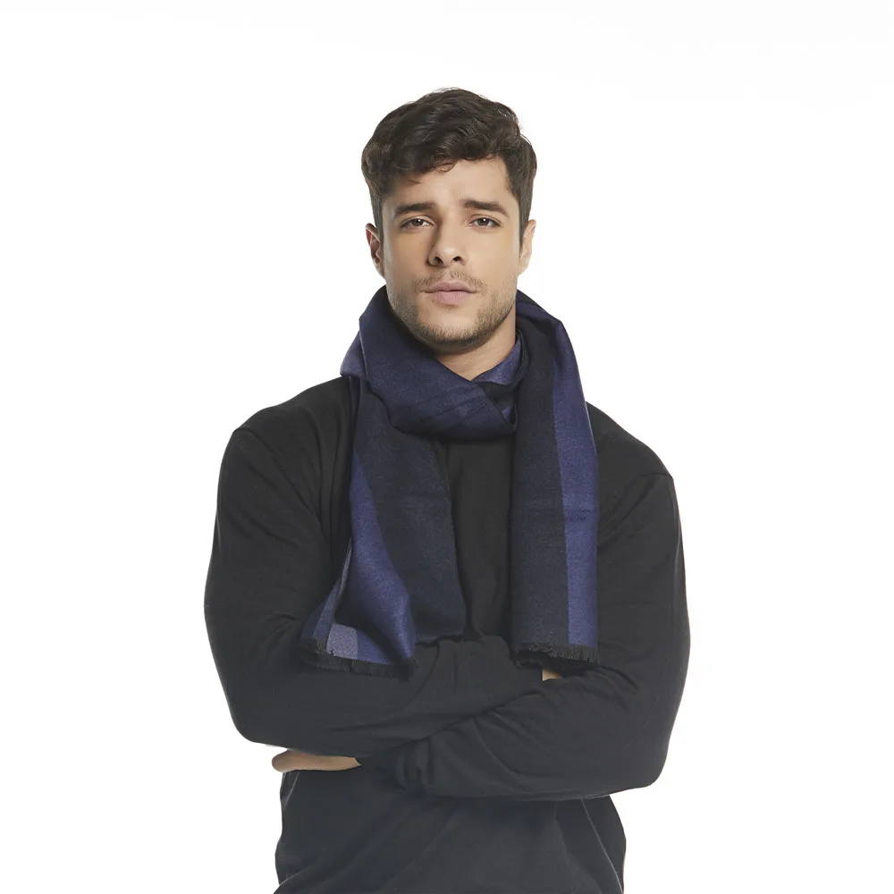 Jinjin.QC Men Scarf Winter Fashion Pashmina Cashmere Patchwork Shawls and Wraps Black Scarves Navy Bule Gray |