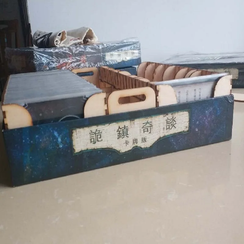 Arkham Horror карточная коробка для хранения, органайзер для деревянных приемов, компактный Деревянный чехол, разбитая коробка для жетонов, Размер подставки