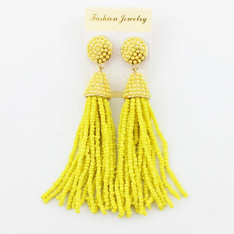 Женские длинные серьги с кисточками золотистые и черные 10 см|long dangle earrings|dangle