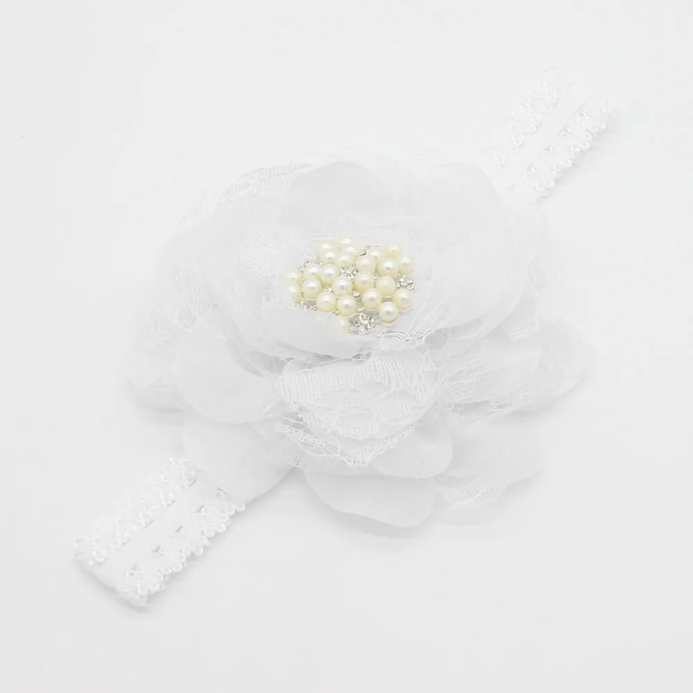 Детские кружевные повязки для волос Жемчужная Повязка на голову с большими