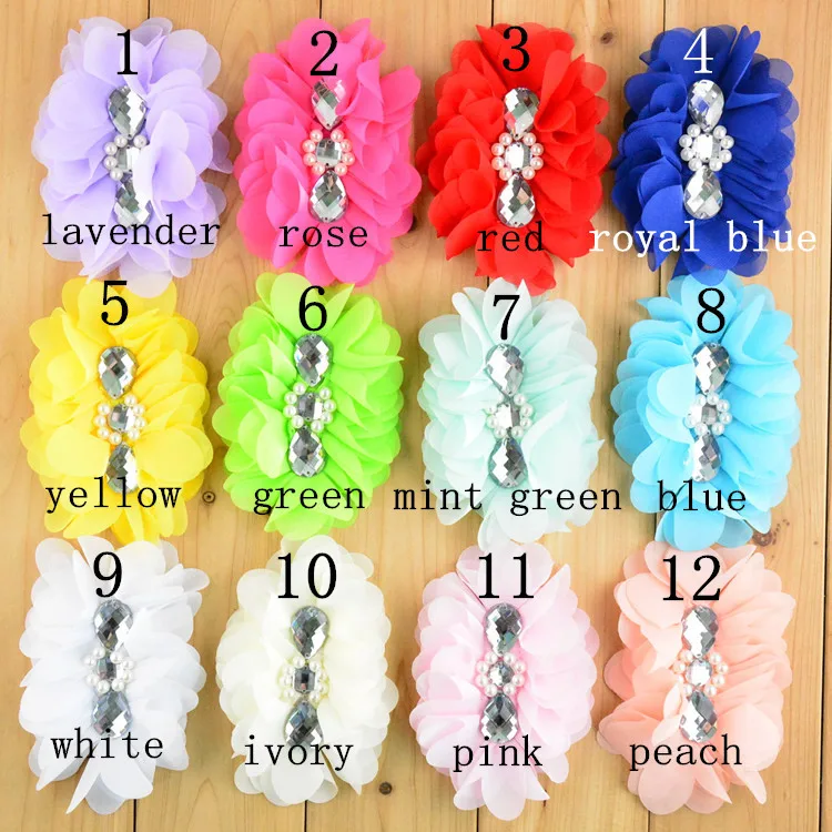 Большие шифоновые балерины 5 дюймов с жемчужинами и стразами в центре аксессуары