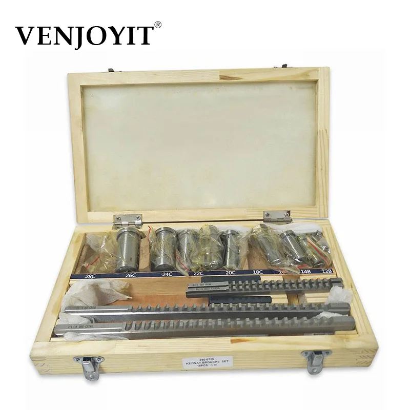 

18pcs HSS Metric Keyway Broach Set 4mm 5mm 6mm 8mm Broaches 12-28 Cutting Broaching Bushings Keyway Tool CNC Kit