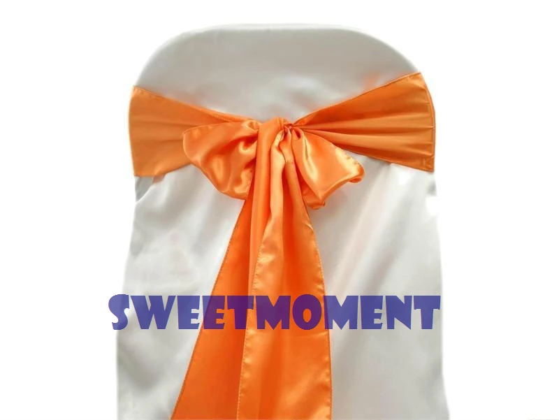 100 оранжевое атласное свадебное кресло створки крышка стула для свадьбы лента на