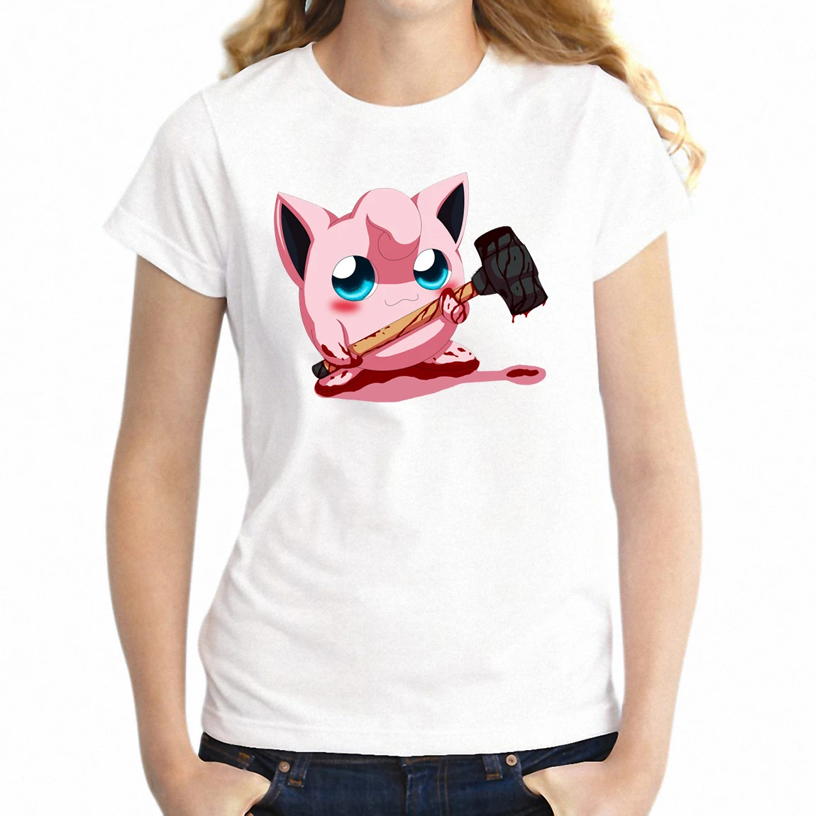 3T005W Женская футболка Jigglypuff Покемон футболка для девочек - Цвет: 3T005W