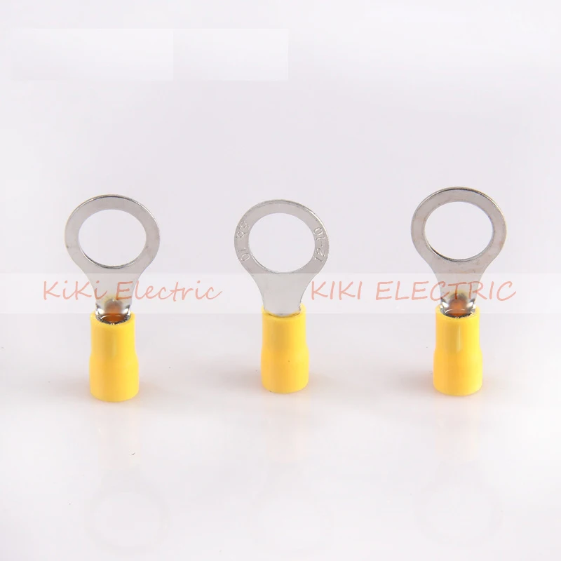 

RV5.5-10 round connectors Yellow Inslated Ring Terminal 3/8 USA screw Circular Termina Cold pressed terminals 500pcs/lot