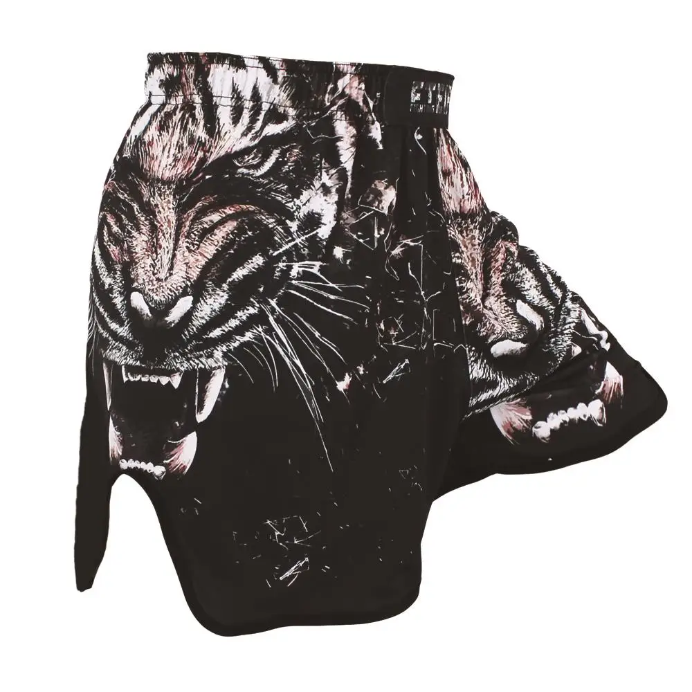FTEIF Black Fighting Tiger Head MMA boxing shorts Stretch fabrics Shorts boxing clothing Tiger Muay Thai mma shorts fight shorts