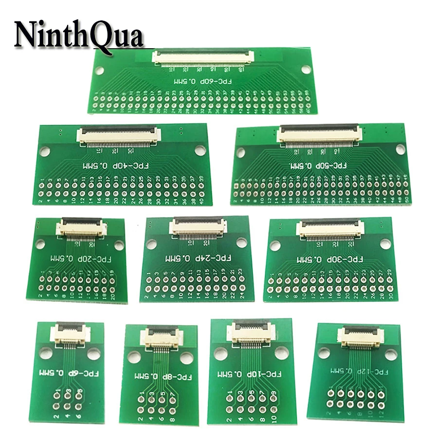 FPC FFC кабель 6 8 10 12 20 30 40 50 60 PIN 0 5 мм шаг разъем SMT адаптер до 2 54 1 00 дюйма сквозное