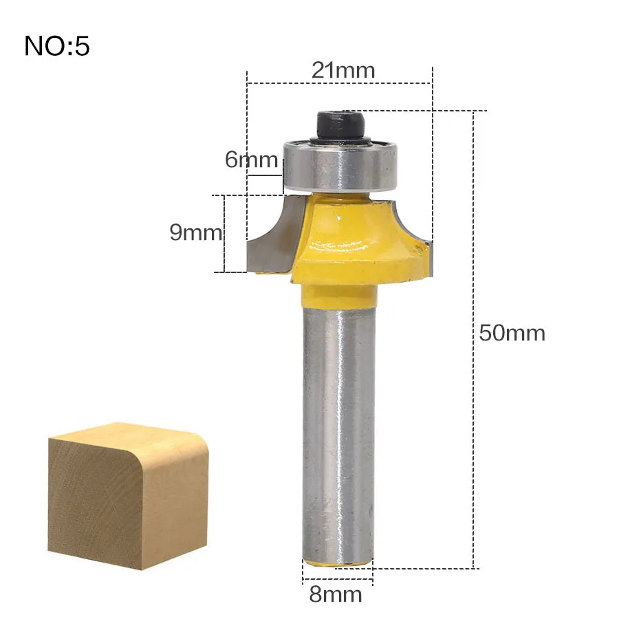 1 шт. 8 мм хвостовик угловой круглый фрезерный станок с подшипником Tungsten 2 фрезы