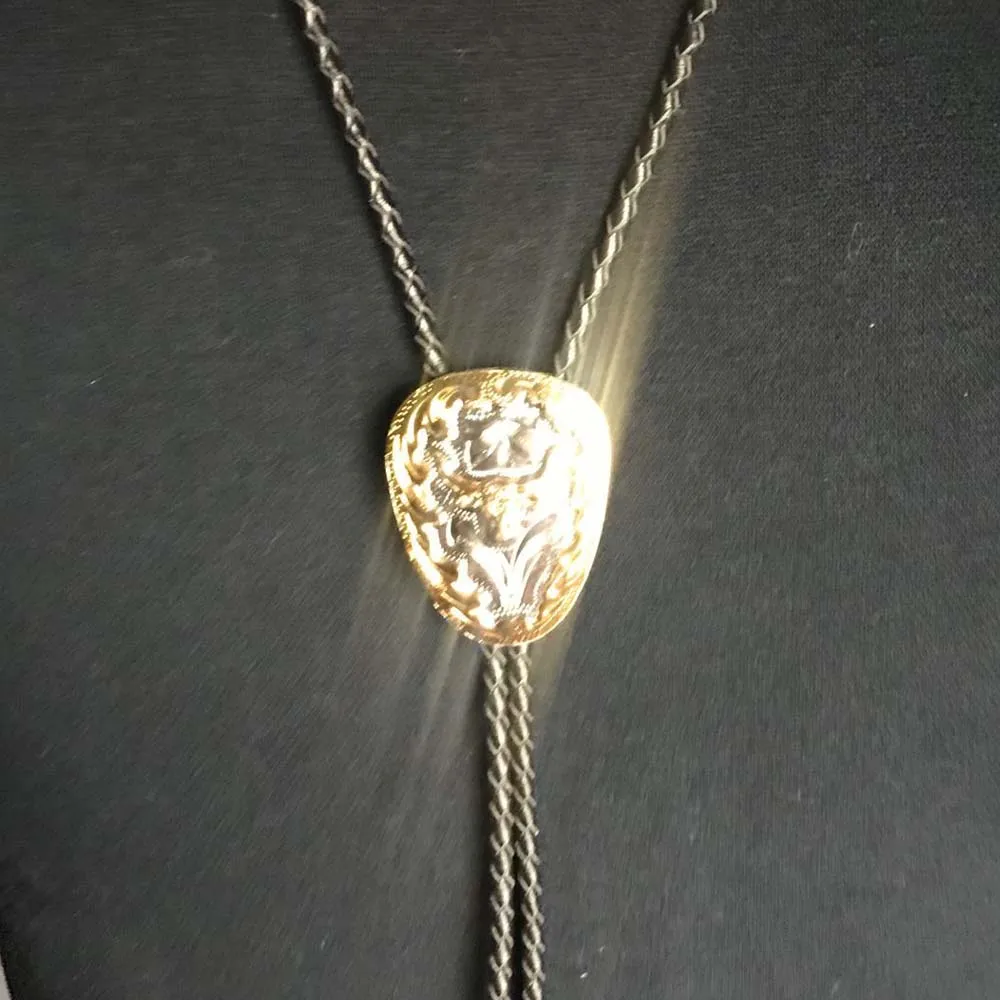 Мужской ковбойский галстук бабочка с золотыми буллами Кожаный Галстук для