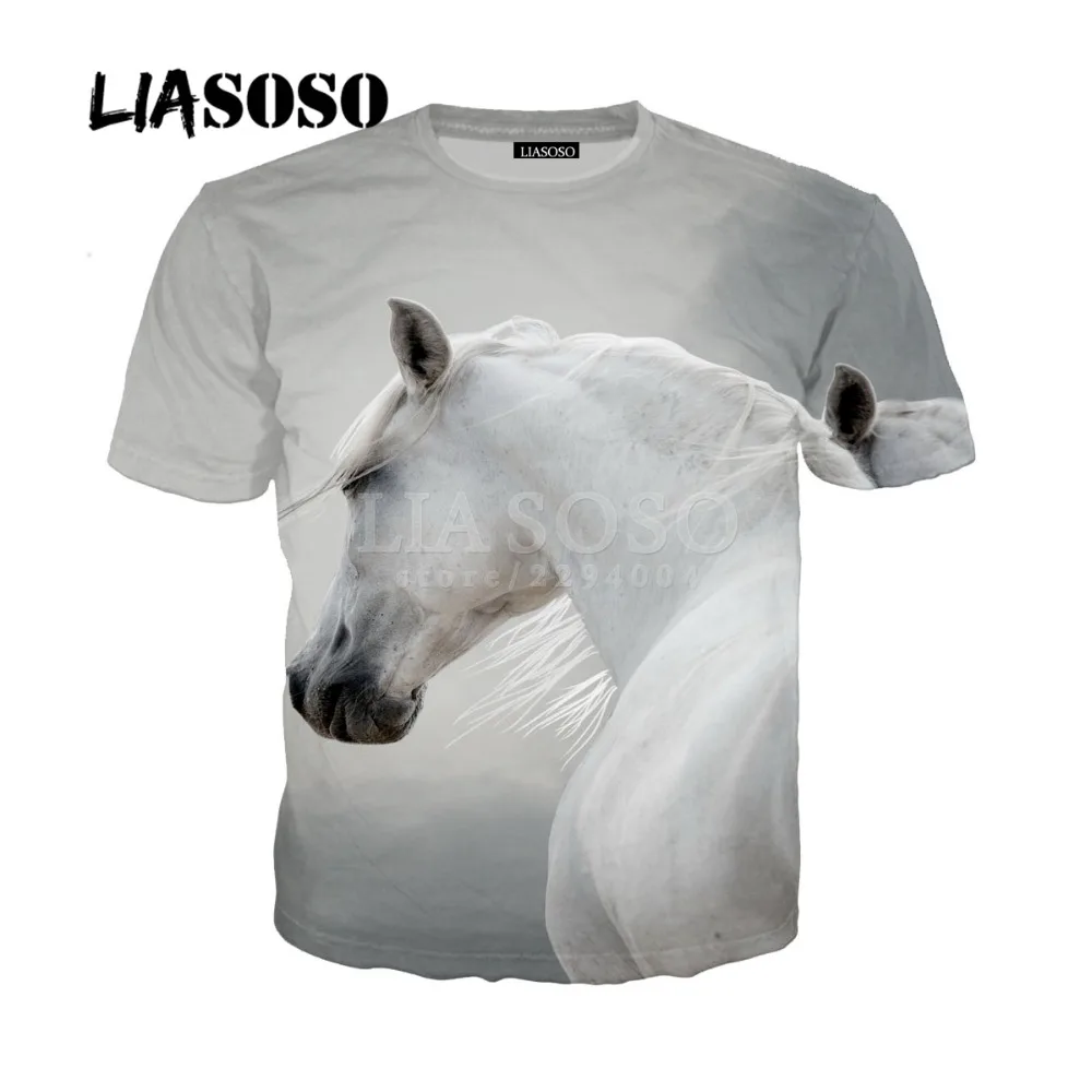 LIASOSO Харадзюку 3D печатная Кошка Лошадь из ада футболка Веселая женская мужская