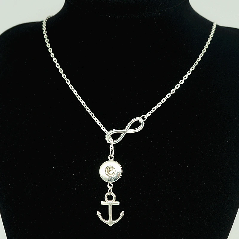 

Hot sale beauty anchor snap necklace 50cm adjustable fit 12MM snap buttons snap jewelry wholesale DJ0030