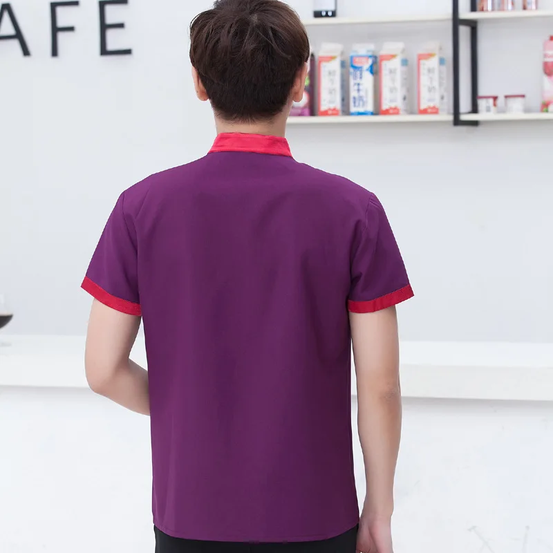 Hotel Workwear Waiter Fast Food Shop Restaurant Short Sleeve Tea House Uniform Hot Pot Shops Catering Waitress Overalls H2205 |