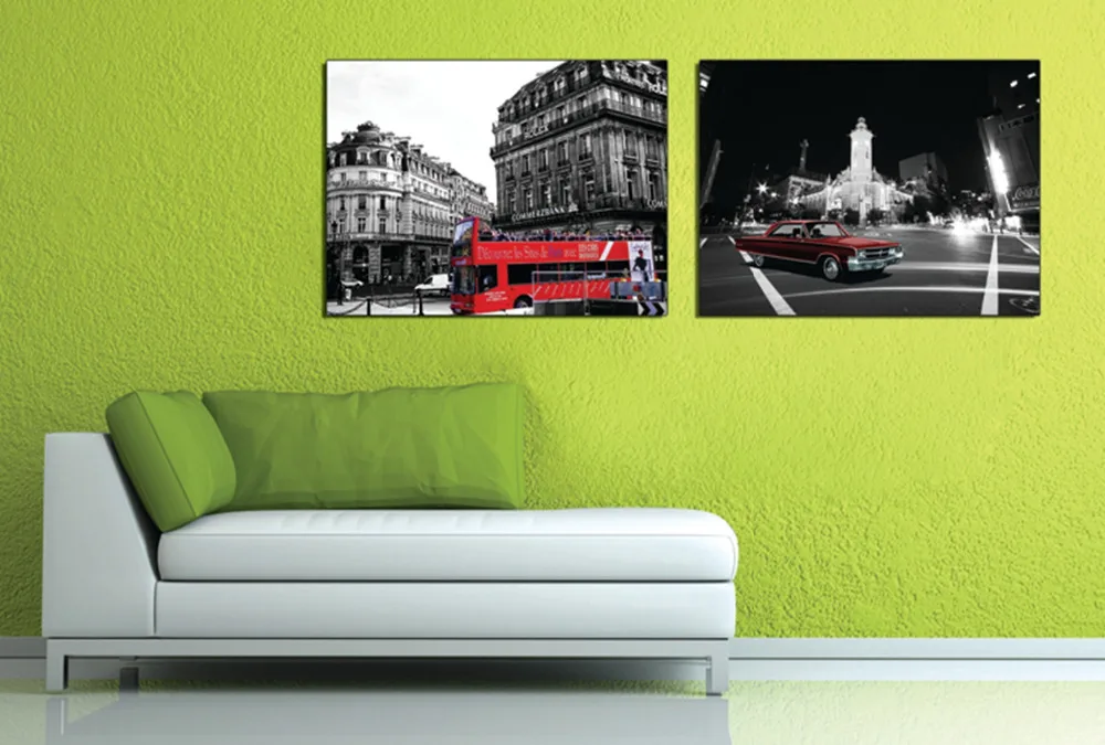 2 шт. без рамки бесплатная доставка Печать на холсте двухэтажный автобус ragtop Маяк