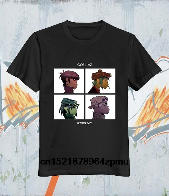 Мужская футболка Gorillaz Demon Days летняя Черная мягкая новинка wo men|Мужские футболки| |