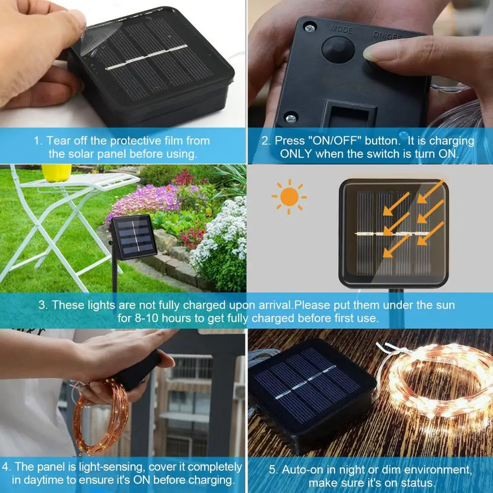 Outdoor Solar Light String Home 7M 12M 22M Garden Copper Wire Light String Fairy Outdoor Solar Powered Christmas Party Decor