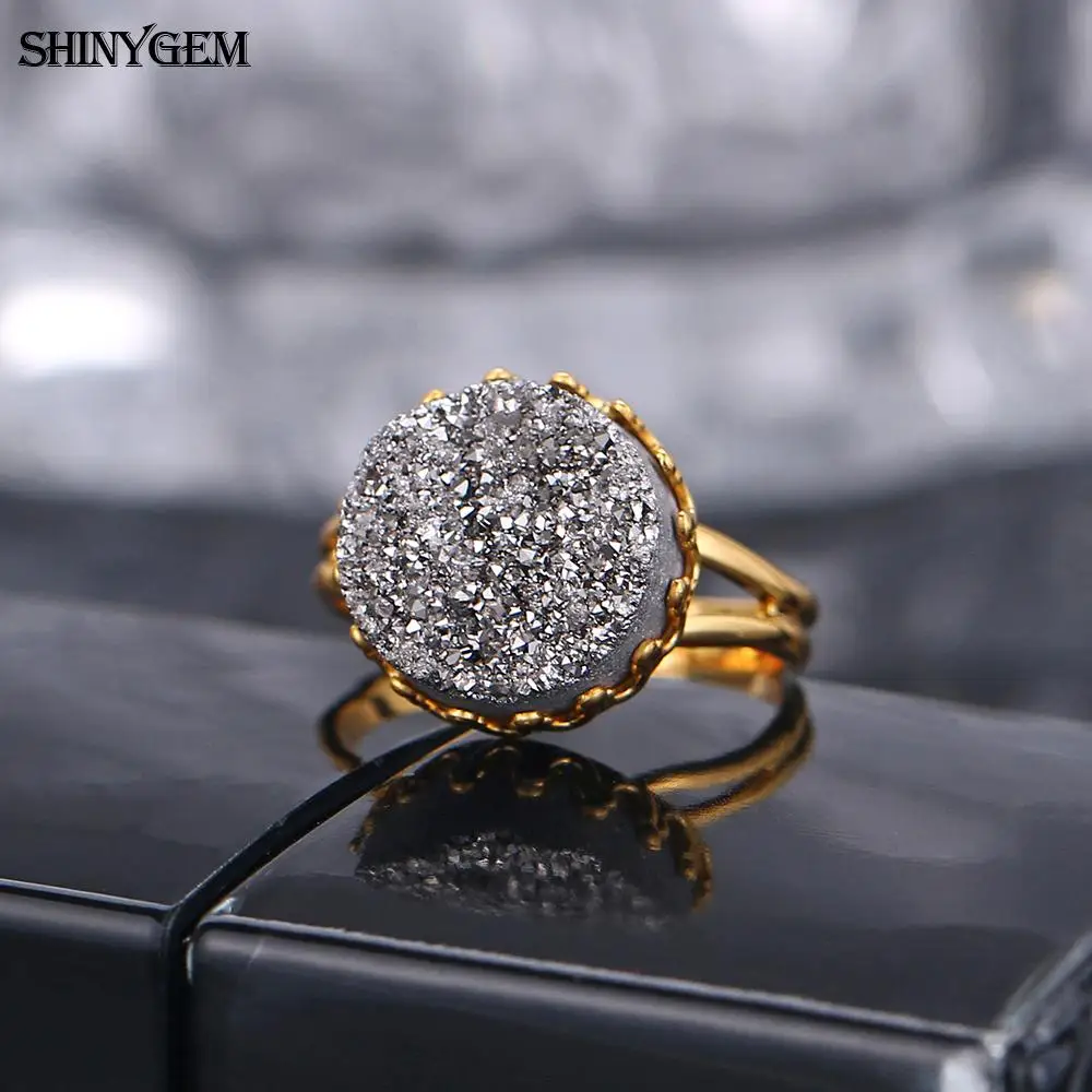 Блестящие кольца из нержавеющей стали с золотым покрытием большие круглые