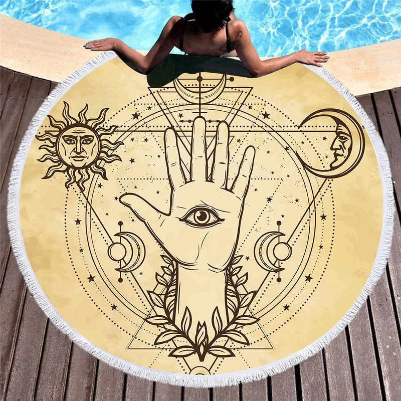 Европейский мифологический элемент Ретро пляжное полотенце с узором Солнце Луна