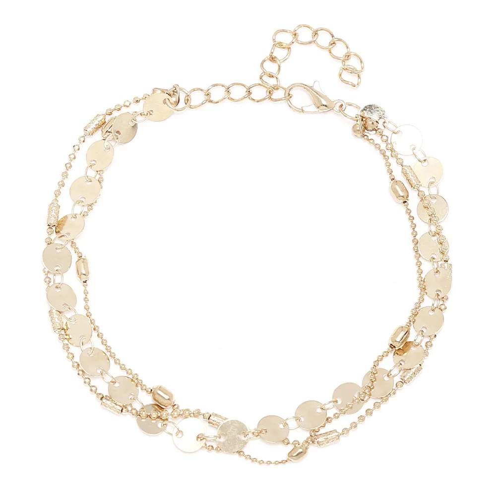 Цепочка Из Бисера пляжный браслет на ногу из нержавеющей стали женский простой