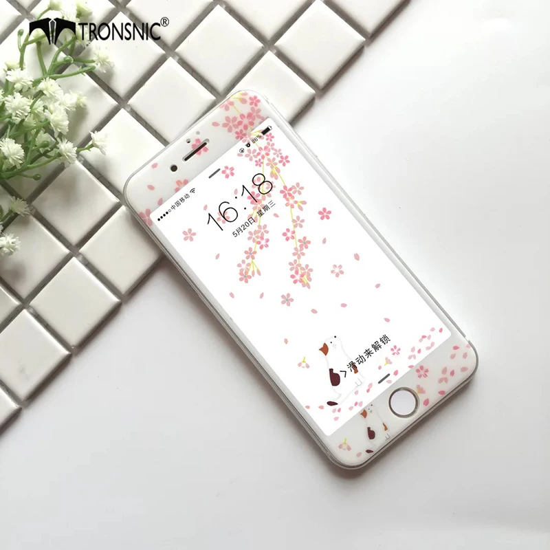 Закаленное стекло Tronsnic Sakura пленка для iPhone 6 6S plus Цветочная защита экрана 7 8