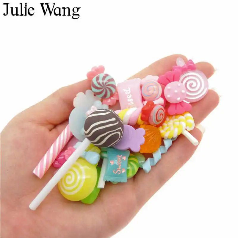 Julie Wang 20 шт. случайная отправка леденцов из смолы кабошонов шармов Кулонов
