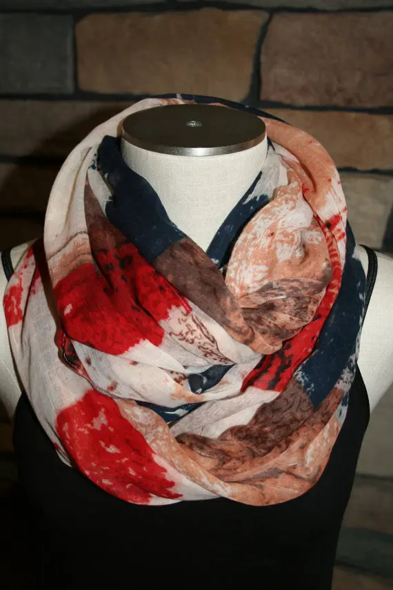 

Vintage American Flag Infinity Scarf Patriotic Flag Print Chunky Infinity Scarf Loop Scarf 4th of July Scarf Accessory