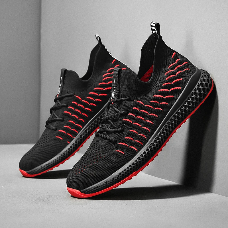 SUROM Breathable Mesh Sneakers Men Black Lace Up Tenis Masculino Adulto Mens Shoes Casual Fashion Lightweight Comfortable Flats | Обувь