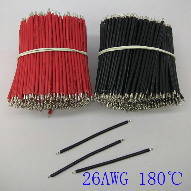 1000 шт. 30 мм 180 градусов 3239 * 26AWG красный и черный с оловянной проволокой панельный