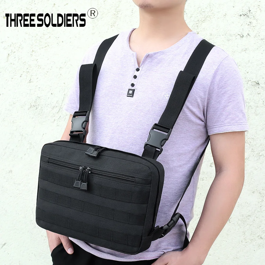 Три солдата тактическая сетка Грудь сумка Молл подсумок Тактический молнии для