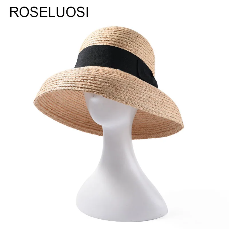 Женская соломенная шляпа ROSELUOSI винтажная пляжная сомбреро с бантом для весны и