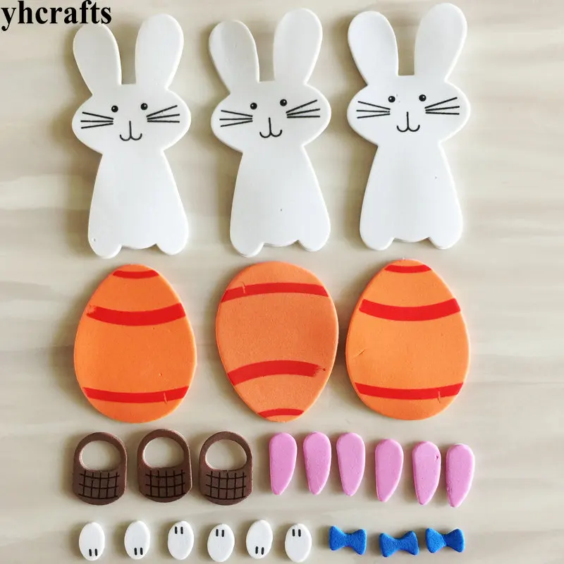 48PCS rabbit egg 1 пакетов/лот, блестящие наклейки на Хэллоуин, тыква, паук, пенопласт, привидение, ремесла, элементы деятельности, детский сад, diy игрушки, трюк или угощение, DIY игрушка - Цвет: 48PCS rabbit egg