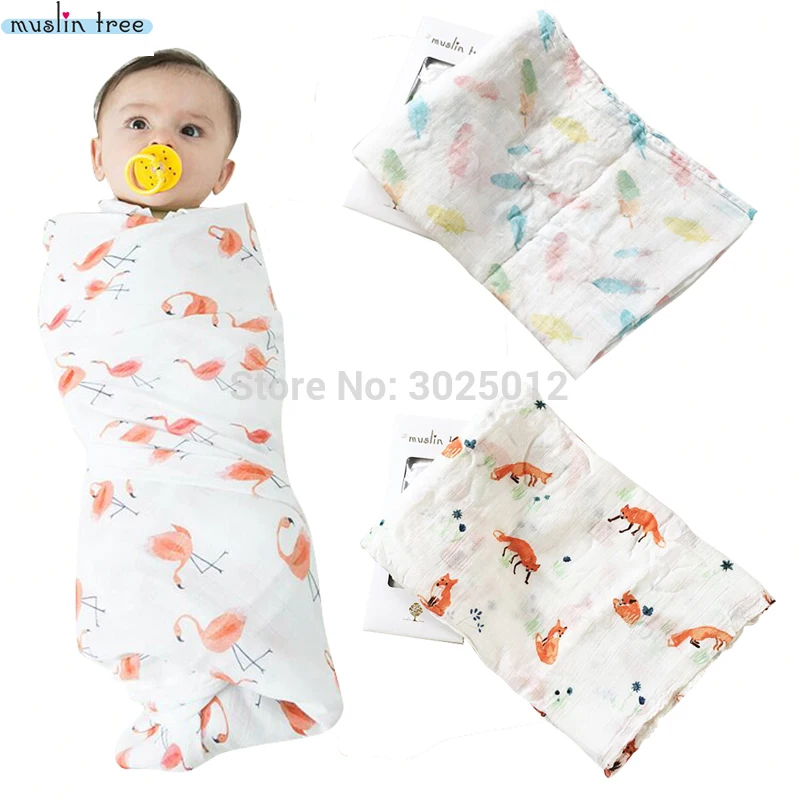 Muslin Tree Baby Blanket Swaddle Wraps Cotton Bamboo Blankets Newborn 120x120cm Character Kid | Мать и ребенок