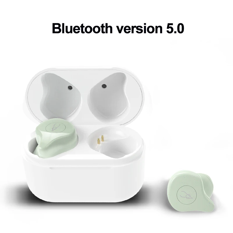 Sabbat Беспроводная гарнитура bluetooth Hi-Fi стерео IPX5 Водонепроницаемый Беспроводные наушники с зарядный чехол для iPhone samsung - Цвет: Зеленый