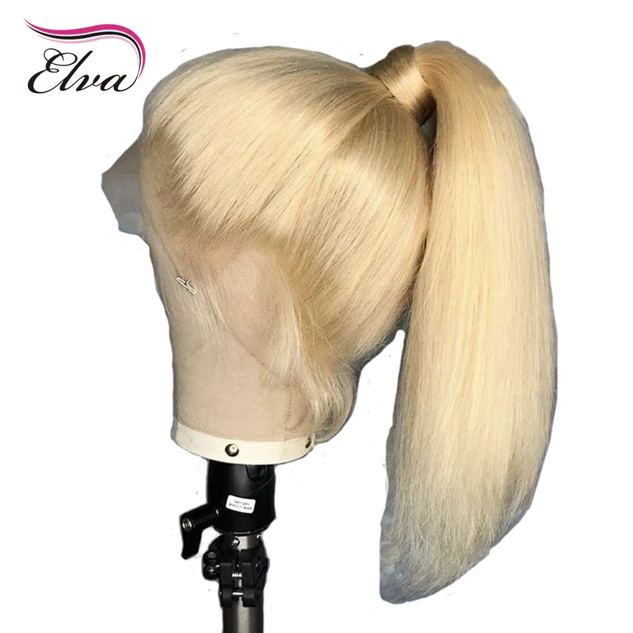Elva Glueless 613 полный кружево человеческие волосы Искусственные парики с ребенком волос бразильский 130% плотность Remy Предварительно сорвал