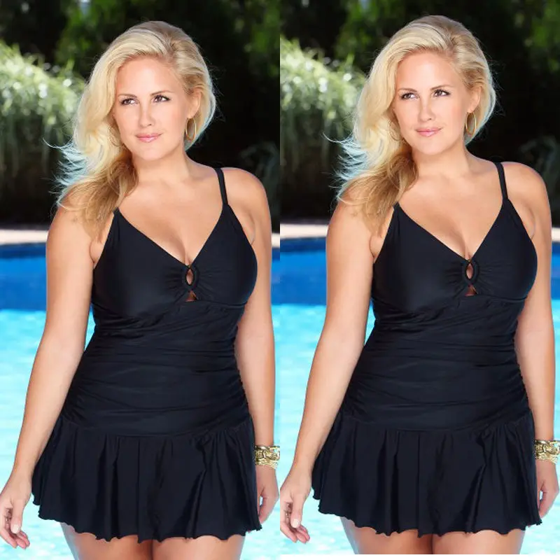 Женский цельный купальник большого размера лидер продаж 2017 однотонный комплект