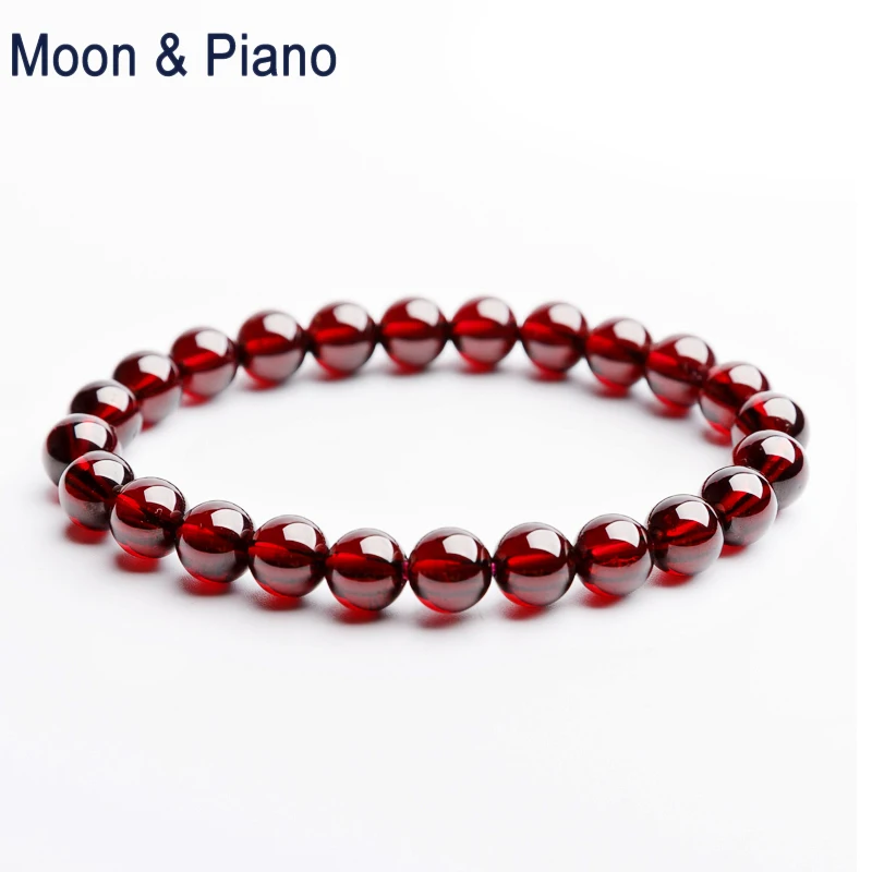 Браслет Moon & Piano винно красный гранат очаровательный натуральный камень бисер