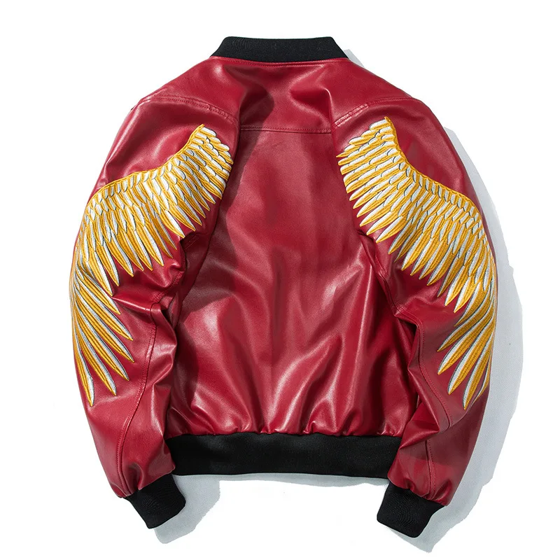 Мужской новый осенний и весенний комплект MA1 Pilot Suits с вышитыми перьями популярной одеждой из искусственной кожи.