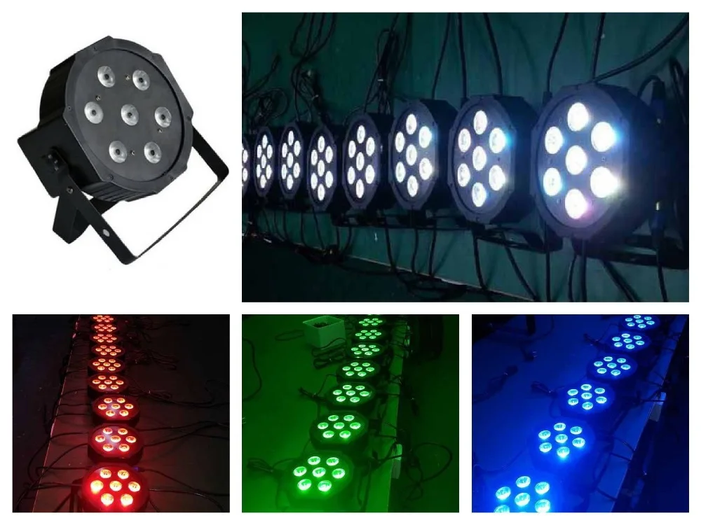 20 шт./лот плоский LED par 7x4 Вт RGBW/RGBA Тонкий Par может осветить Мини DJ сценические огни