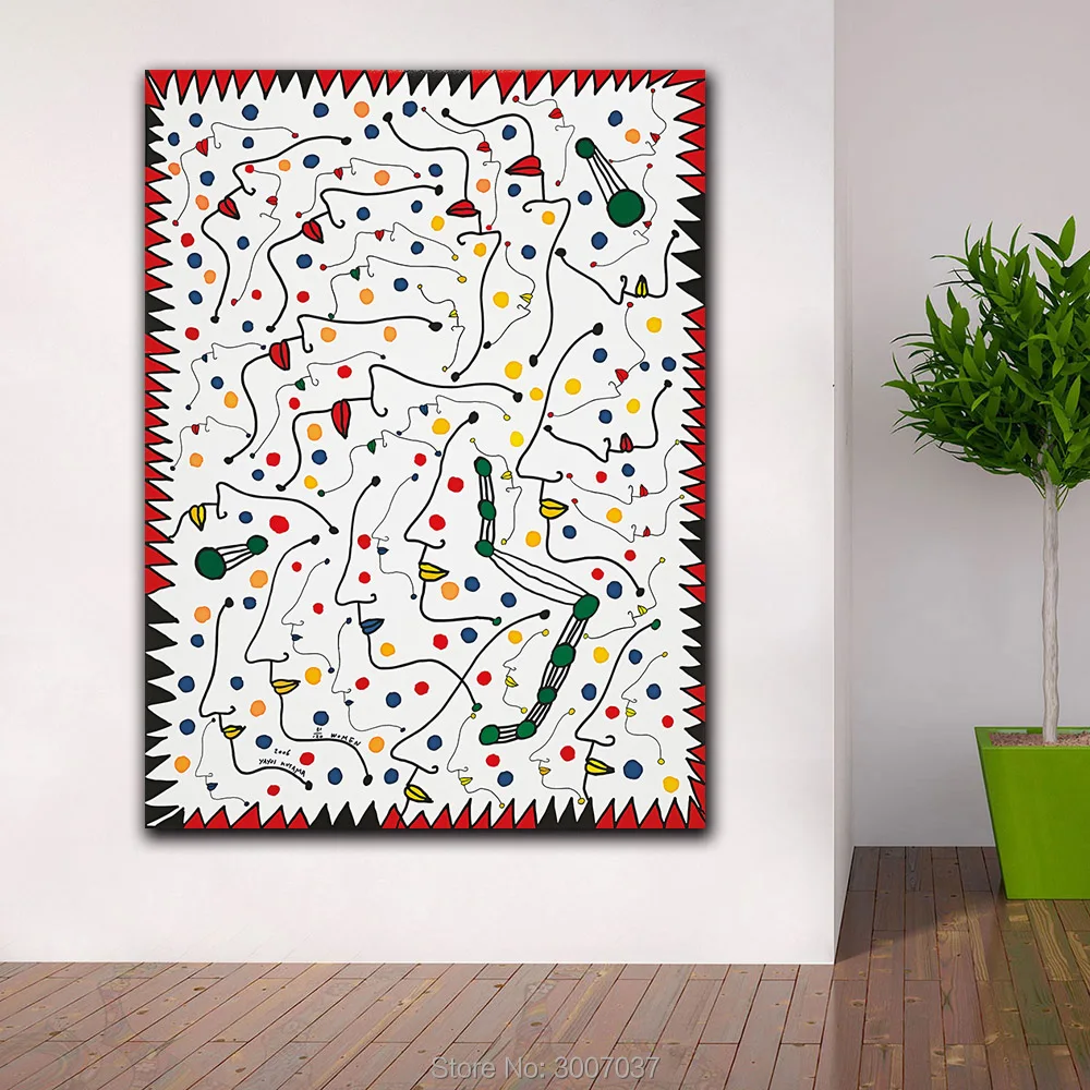 Ручная роспись маслом настенное искусство Yayoi Kusama Женская картина на холсте