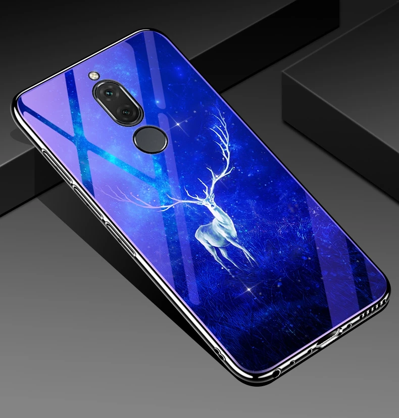 Синий светильник чехол для телефона для huawei mate 10 Lite P20 полный защитный цветок кремния и закаленное стекло крышка для huawei Nova 2i 3i 3