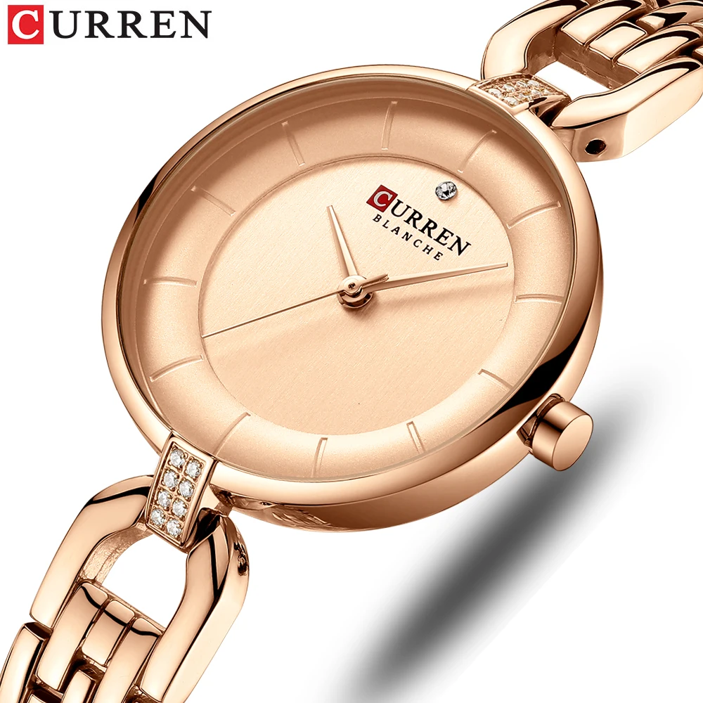 

Top Luxury Brand CURREN Women Watch Fashion Simple Rose Gold Ladies Bracelet Stainless Steel Wristwatch Casual Waterproof Watch