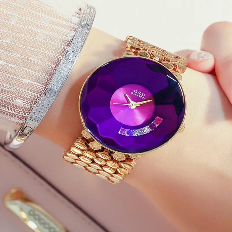 Модные женские часы со стальным ремешком роскошные часы-браслет Аналоговые