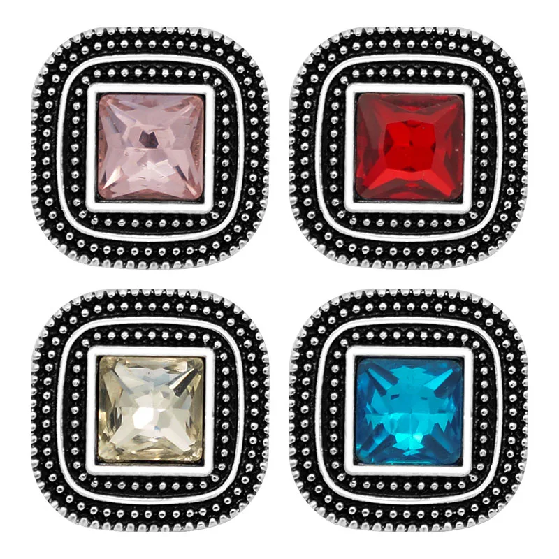 Новинка KZ3044 красивые очаровательные квадратные узорные Кристаллы 18 мм Металлические Кнопки для самодельных ювелирных изделий оптовая продажа