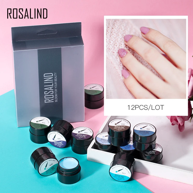 Набор гель лаков для ногтей ROSALIND 12 шт./компл. блестящий Гель лак маникюра с