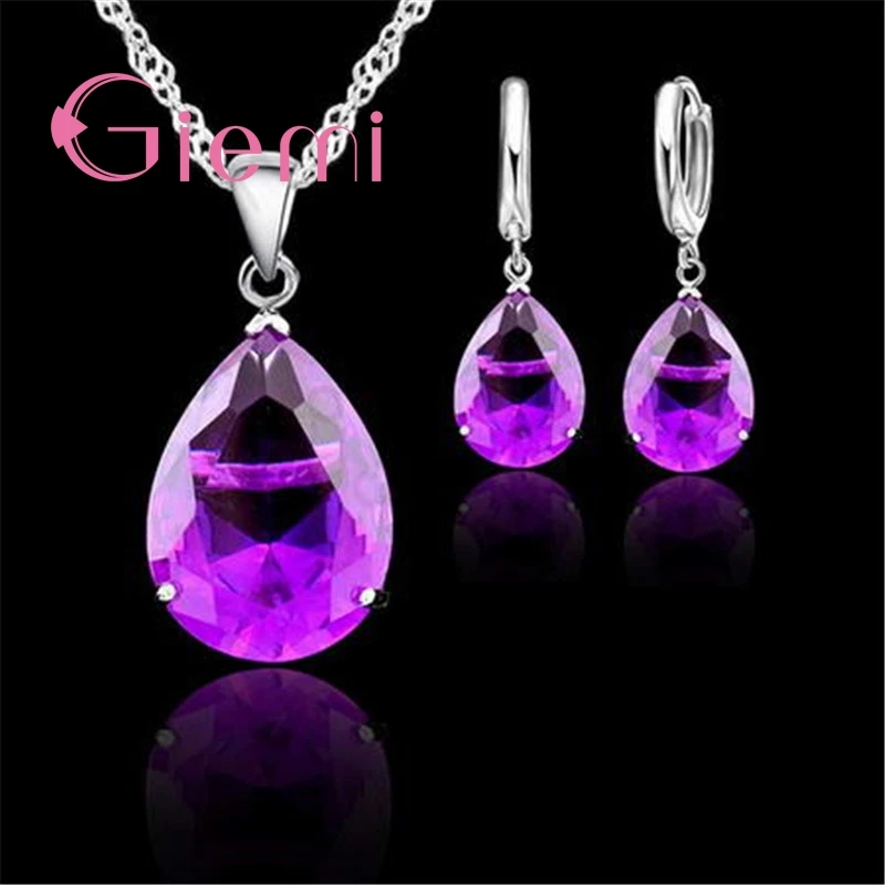 Комплект из колье и серёг серебра 925 пробы с фианитом|jewellery set|necklace earring925 sterling silver |