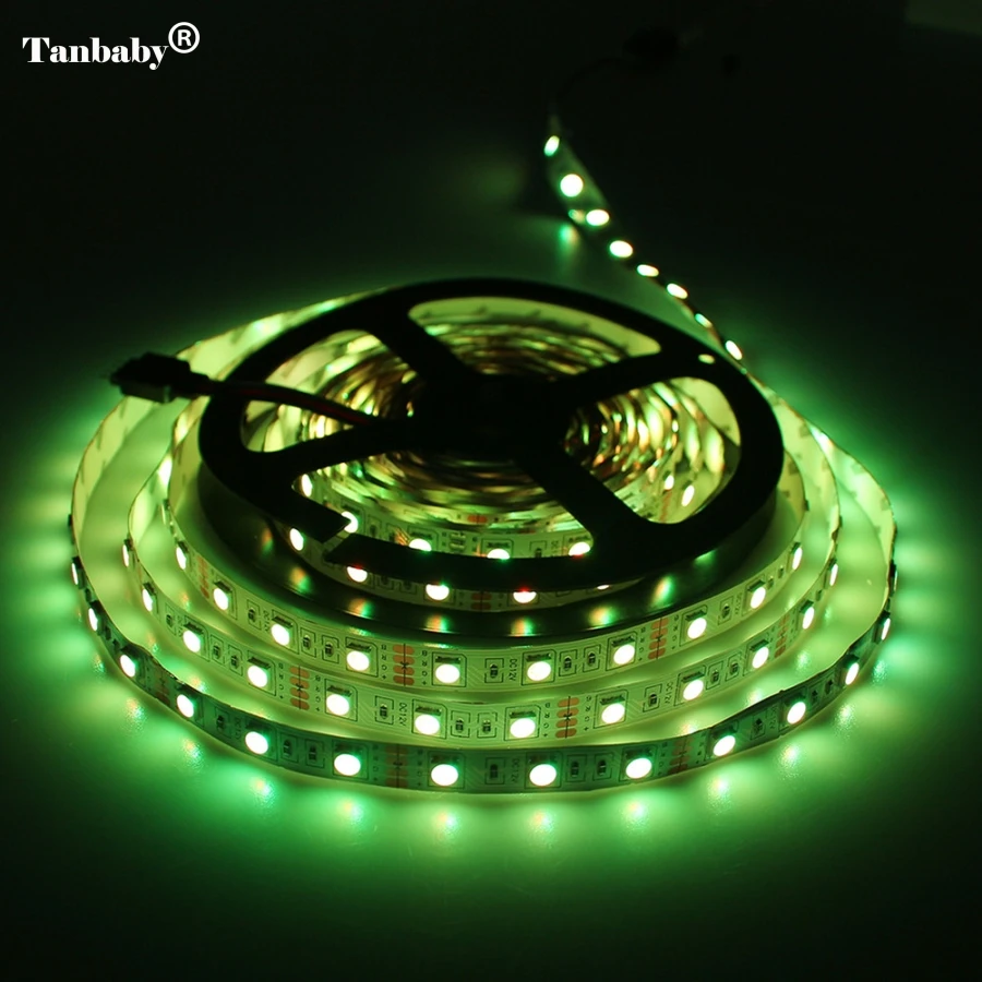 Светодиодные ленты SMD 5050 Non-Водонепроницаемый DC12V 60 Светодиодный s/m 5 м/лот гибкий светодиодный светильник RGB Светодиодные ленты светодиодный лента для домашнего украшения лампы